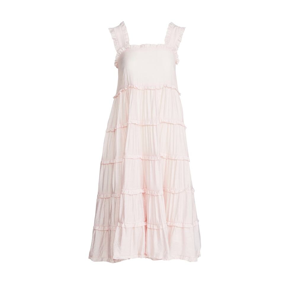 Sister Jane Sleeveless Tiered Flowy Dress Pink Womens Size M